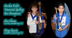 Photo caption: Last year\'s SPELLING BEE CHAMPS, L-R: First Place - Ava Cleary, Cottonwood Canyon ES and Diego Garcia, Railroad Canyon ES. Runner Up (Second Place).